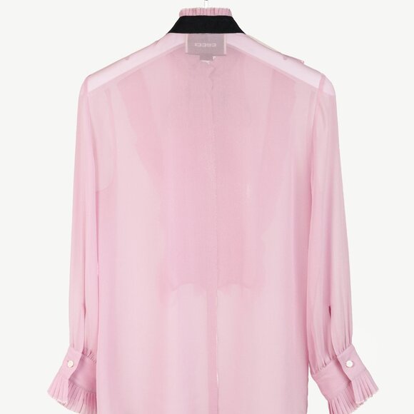 Gucci Resort 2016 Pink Silk Pleated Ruffle Tie-Neck Shirt - Picture 3 of 10